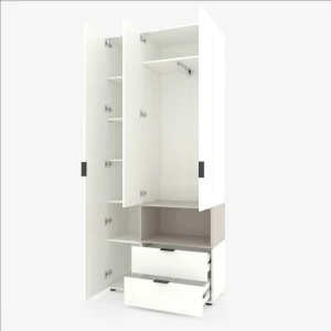 Шкаф с распашными дверями nex home a002r, 1000x420x2300 мм, white snow/cashmere Thumbnail 2