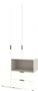 Dulap cu usi batante nex home a002r, 1000x420x2300 mm, white snow/cashmere