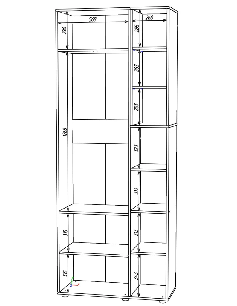 Dulap cu usi batante nex home a003r, 900x420x2300 mm, cashmere 3