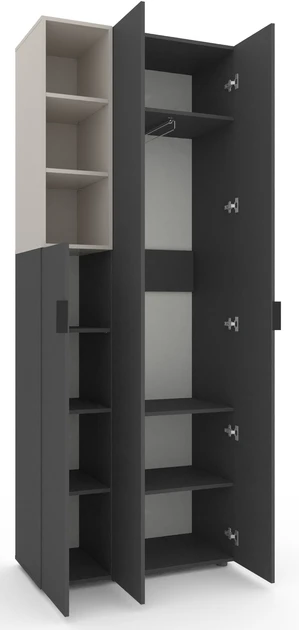 Шкаф с распашными дверями nex home a003l, 900x420x2300 мм, антрацит/кашемир 2