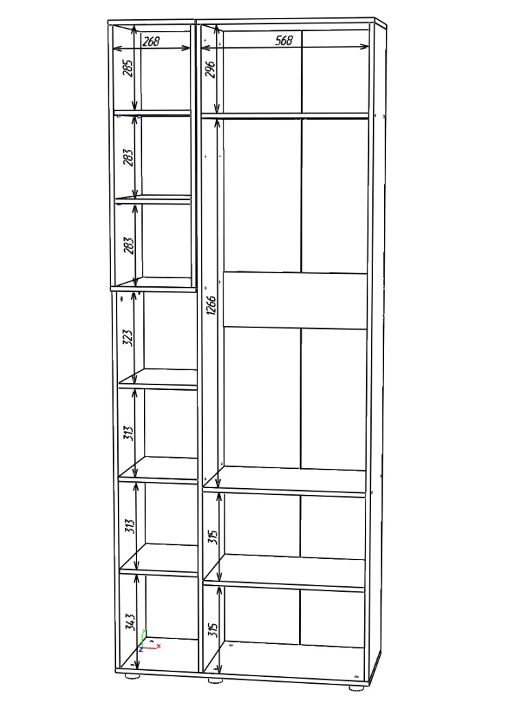 Шкаф с распашными дверями nex home a003l, 900x420x2300 мм, антрацит/кашемир 3