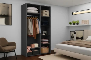 Dulap cu usi glisante nex home, 1xoglinda + 1xpal, antracit 200x60x220 cm Thumbnail 2