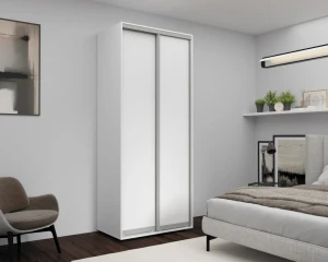 Шкаф с раздвижными дверями nex home, лдсп, белый 100x60x220 см Thumbnail 2