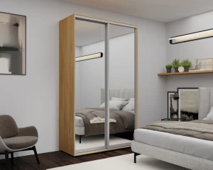 Шкаф с раздвижными дверями nex home, зеркало, sonoma 140x60x220 см Thumbnail 2