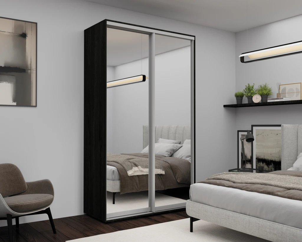Dulap cu uși glisante nex home, oglinda, carbon 140x60x240 cm 2