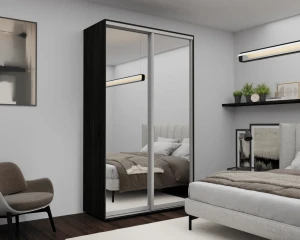 Dulap cu uși glisante nex home, oglinda, carbon 140x60x240 cm