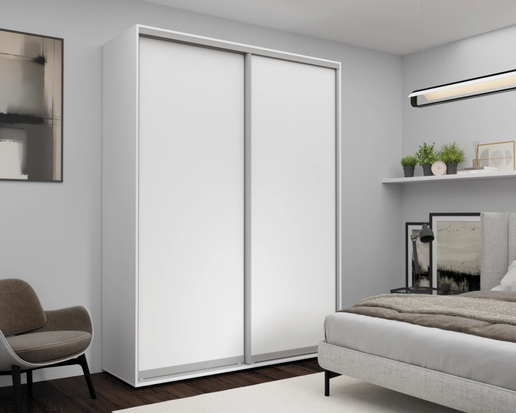 Dulap cu usi glisante nex home, pal, alb 180x60x220 cm 2