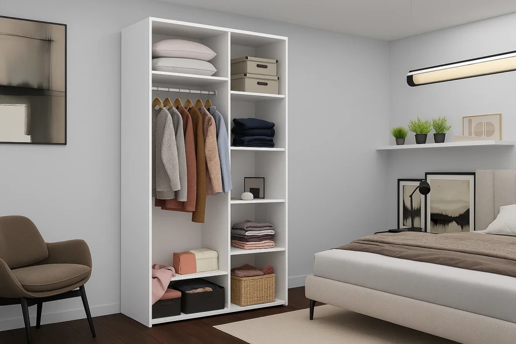 Dulap cu uși glisante nex home, pal, alb 160x60x220 cm 3