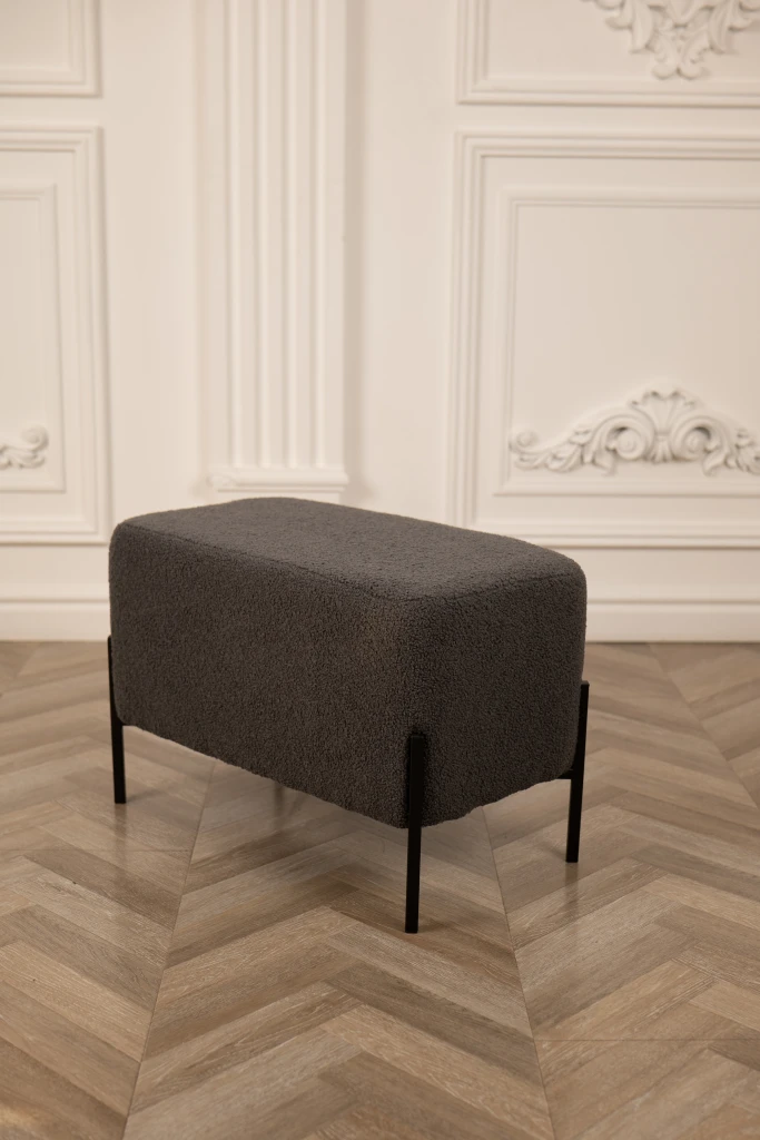 Bancheta nex home teddy, picioare din metal, 63x34x42 cm, 54 gri inchis 2