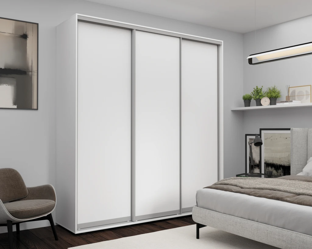 Dulap cu uși glisante nex home, pal, alb 220x60x240 cm 2