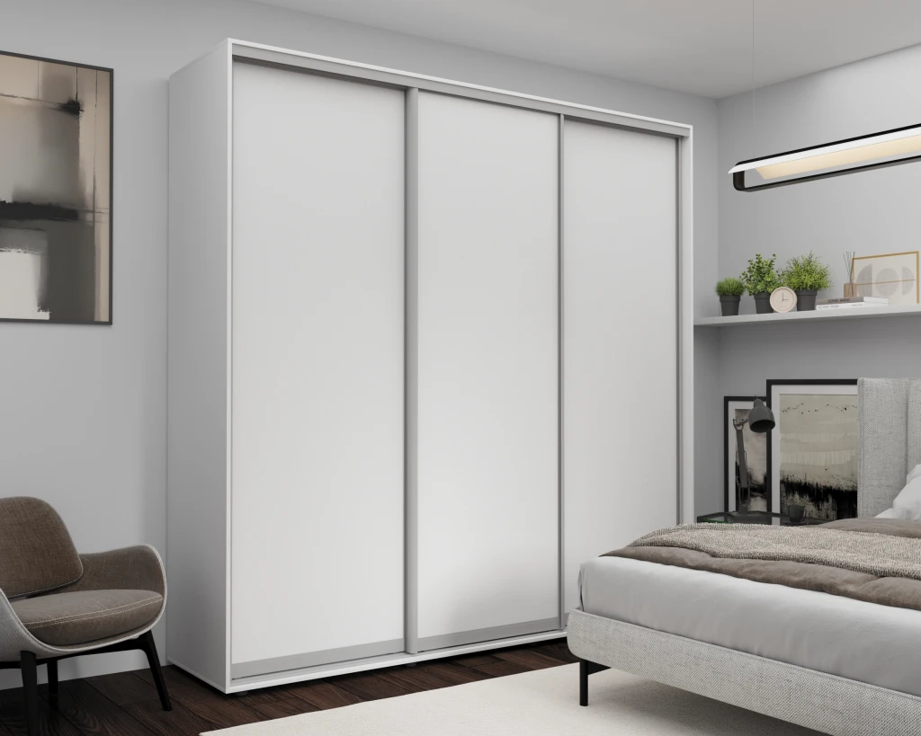 Dulap cu uși glisante nex home, pal, alb 240x60x240 cm 2