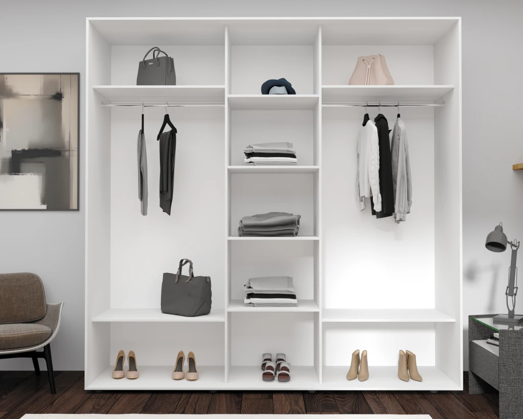 Dulap cu uși glisante nex home, pal, alb 240x60x240 cm 3