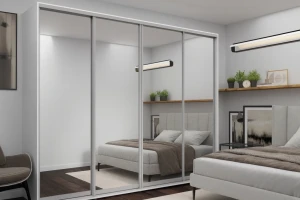 Шкаф с раздвижными дверями nex home, зеркало, белый 280x60x220 см