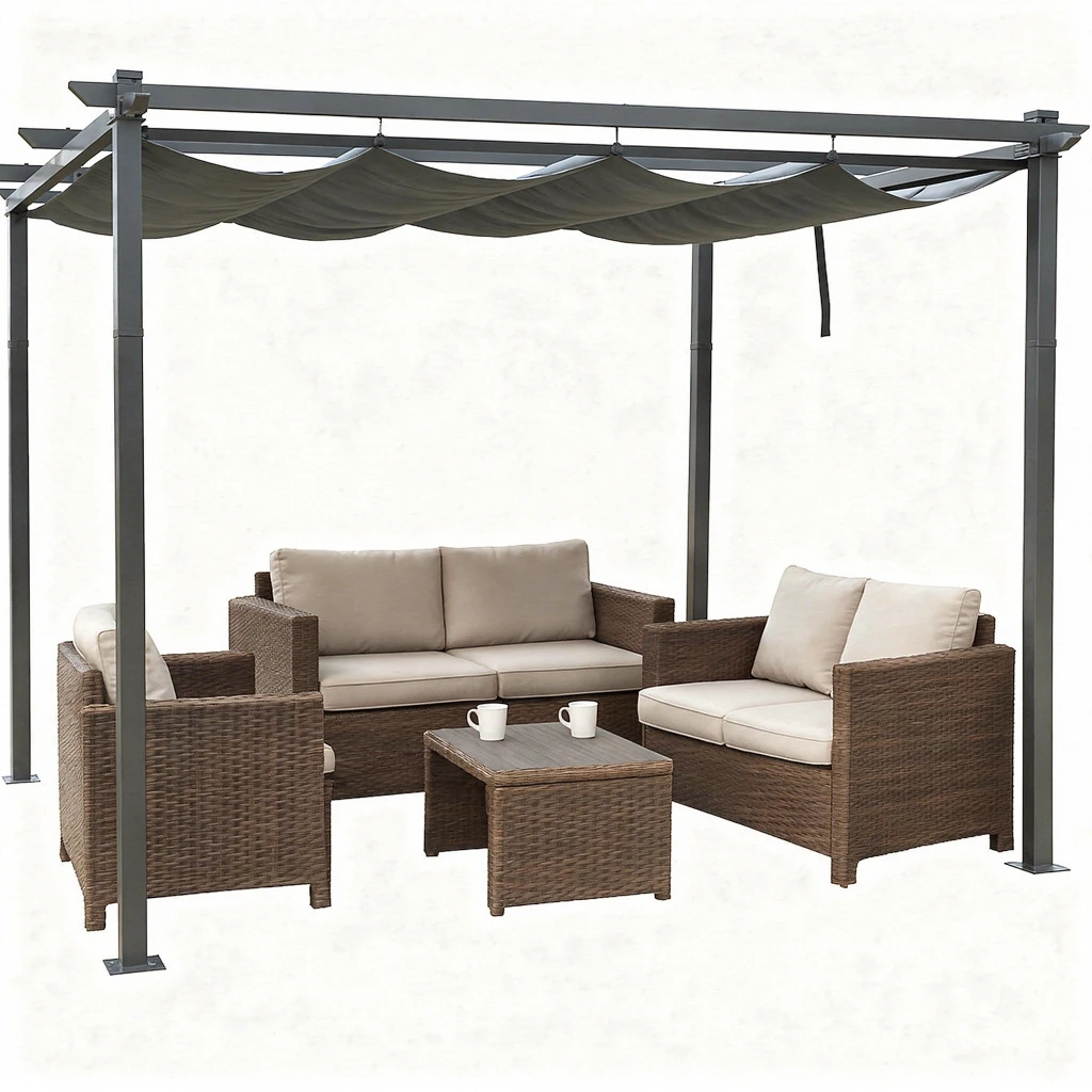 Pergolă cu acoperis retractabil, 3x4 m, gri 2