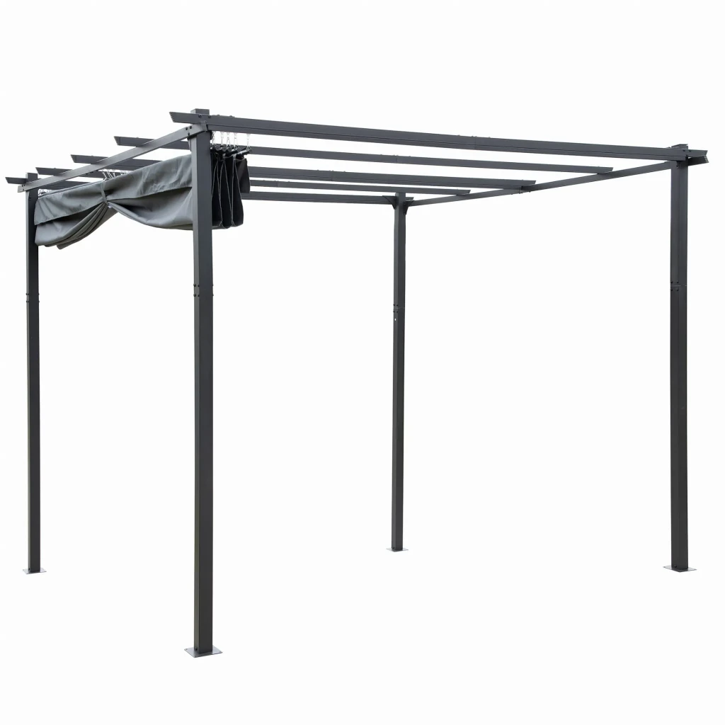 Pergolă cu acoperis retractabil, 3x4 m, gri 5