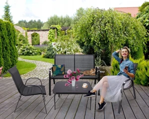 Mobilier de gradina fiesta ,masă, canapea, 2 fotolii, negru Thumbnail 3