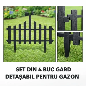 Set din 4 buc gard negru detașabil pentru gazon Thumbnail 3