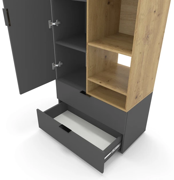 Шкаф с распашными дверями nex home a001r, 800x420x2300 мм, лдсп антрацит/дуб артизан 4