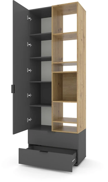 Шкаф с распашными дверями nex home a001r, 800x420x2300 мм, лдсп антрацит/дуб артизан 2