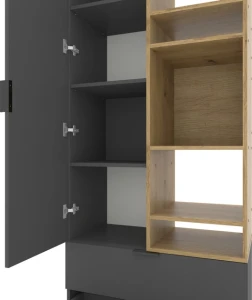 Dulap cu usi batante nex home a001r, 800x420x2300 mm, pal anthracit/oak artisan Thumbnail 4