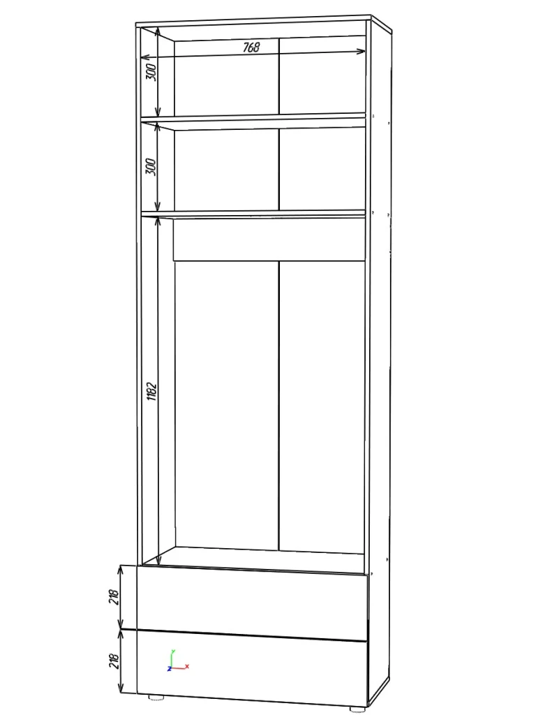 Шкаф с распашными дверями nex home a004, 800x420x2300 мм, cashmere 3