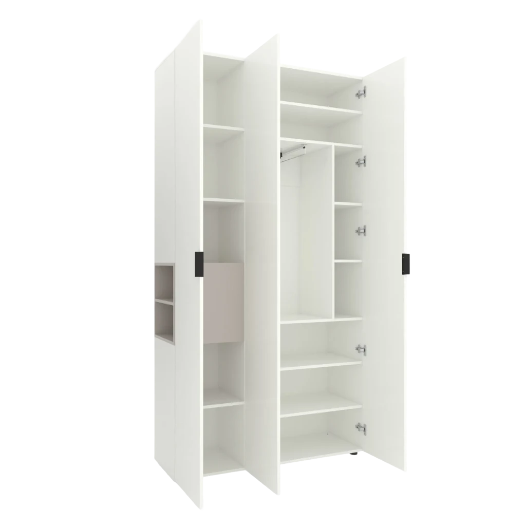 Dulap cu usi batante nex home a015l, 1200x420x2300 mm, white snow/cashmere 2