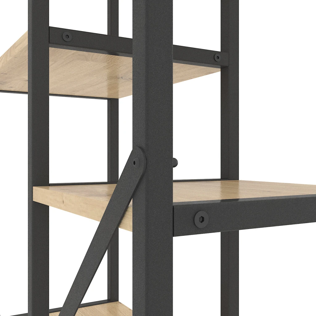 Металлический стеллаж nex loft cascade 1090x700x300 мм, 5 полок, дсп, антрацит / oak artisan 4