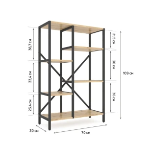 Металлический стеллаж nex loft cascade 1090x700x300 мм, 5 полок, дсп, антрацит / oak artisan Thumbnail 2