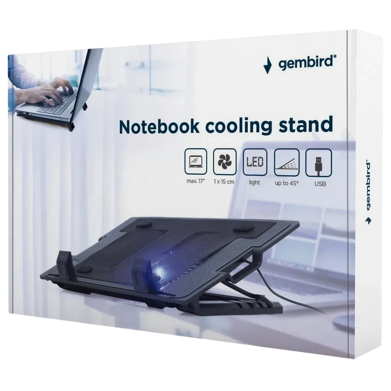 Suport de răcire pentru laptop gembird nbs-1f17t-01, 17", negru 4
