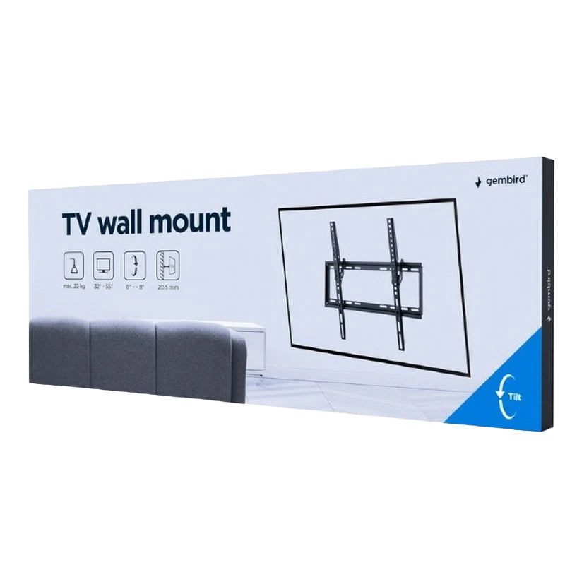 Наклонное настенное крепление gembird wm-55t-03, черный 7