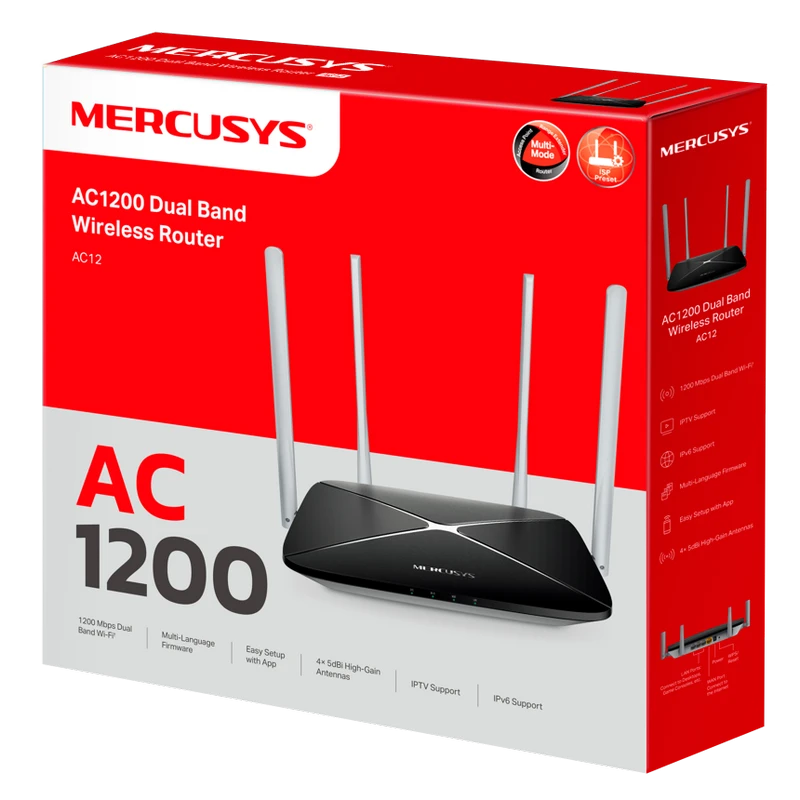 Беспроводной маршрутизатор mercusys ac12, чёрный 6
