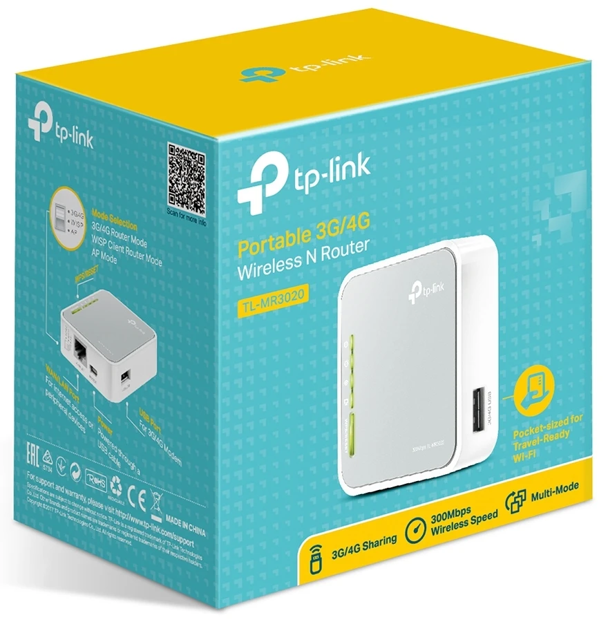 Беспроводной маршрутизатор tp-link tl-mr3020, 3g, 4g, белый 4