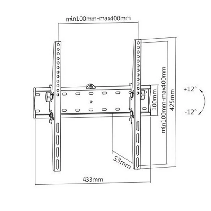 Suport înclinat pe perete gembird wm-55t-02, negru 2