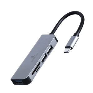 Usb-концентратор gembird uhb-cm-cru3p1u2p2-01, серебристый