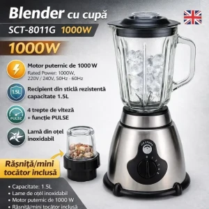Blender cu cupă sct-8011g, 1000w 1,5l super crest (s1237--18)