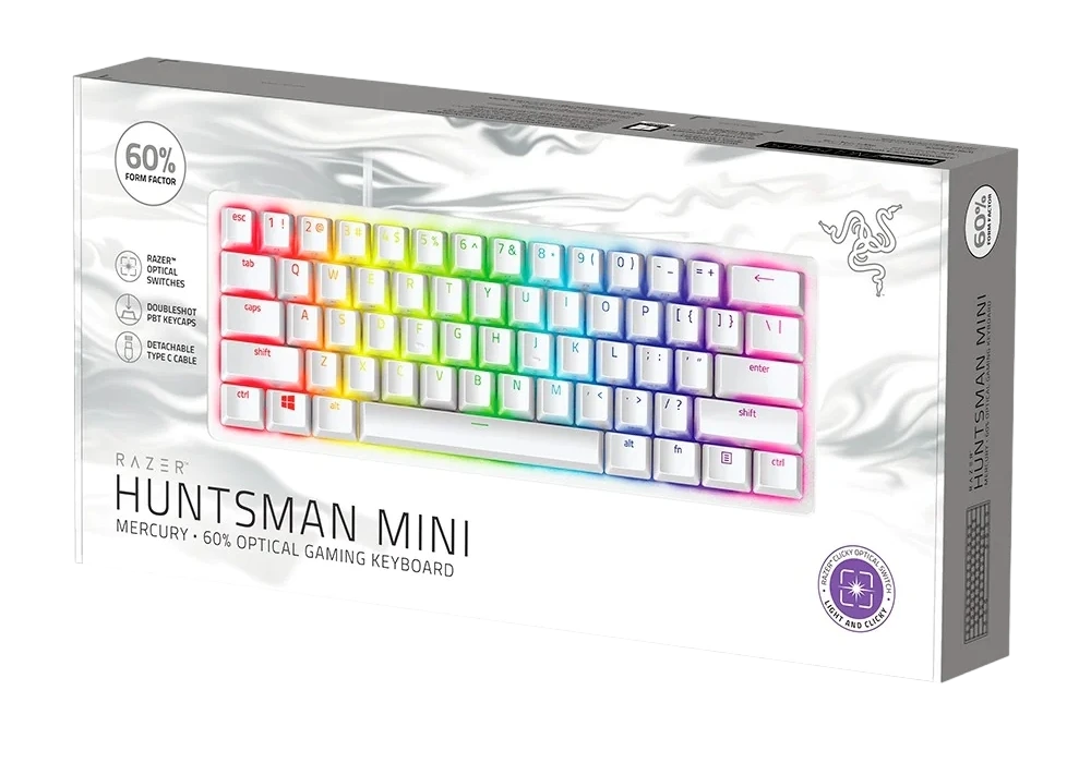 Клавиатура razer huntsman mini, проводное, белый 4