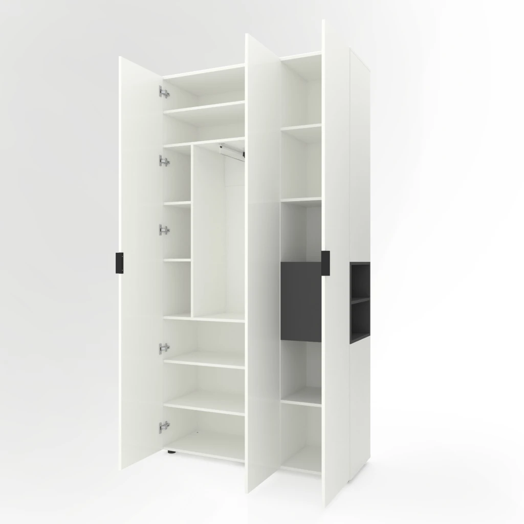 Dulap cu usi batante nex home a015r, 1200x420x2300 mm, white snow-anthracite 3