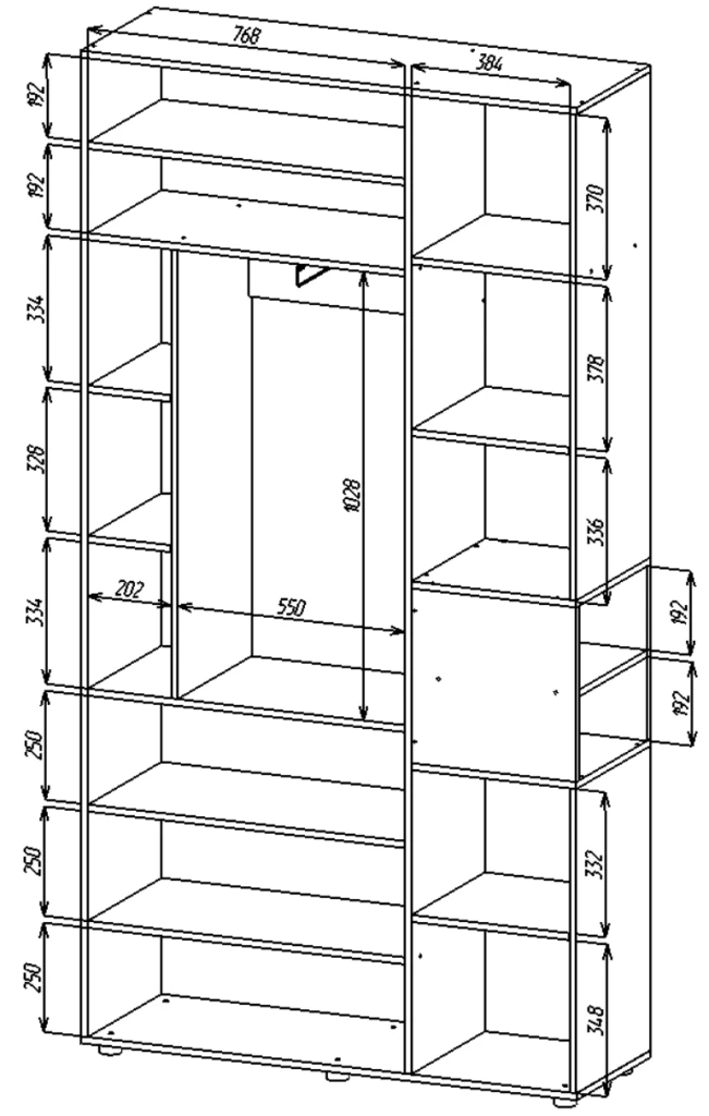 Шкаф с распашными дверями nex home a015r, 1200x420x2300 мм, white snow-anthracite 3