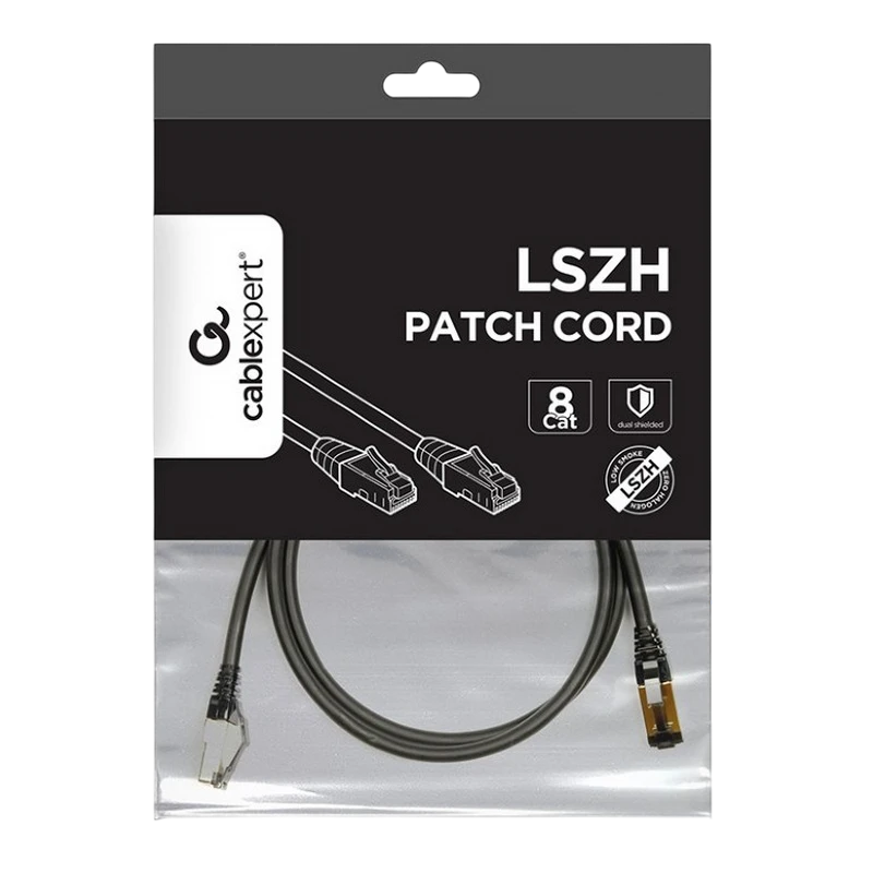 Патч-корд cablexpert pp8-lszhcu-bk-1.5m, cat8 s/ftp, 1,5м, черный 2