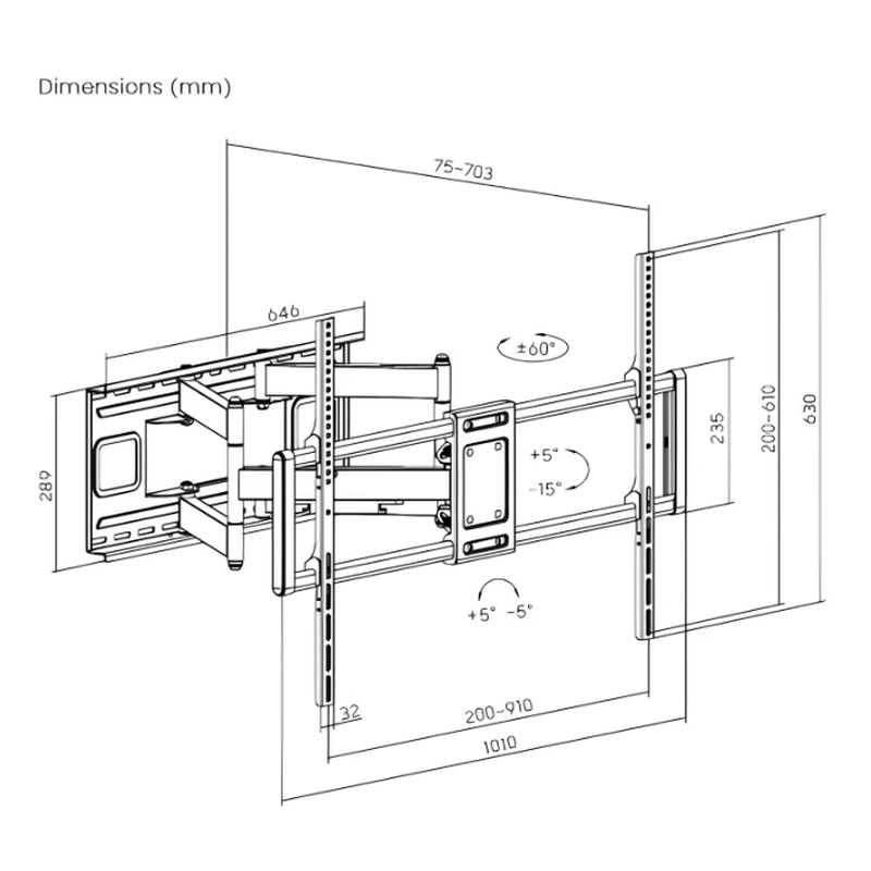 Наклонно-поворотное настенное крепление gembird wm-120st-01, черный 2