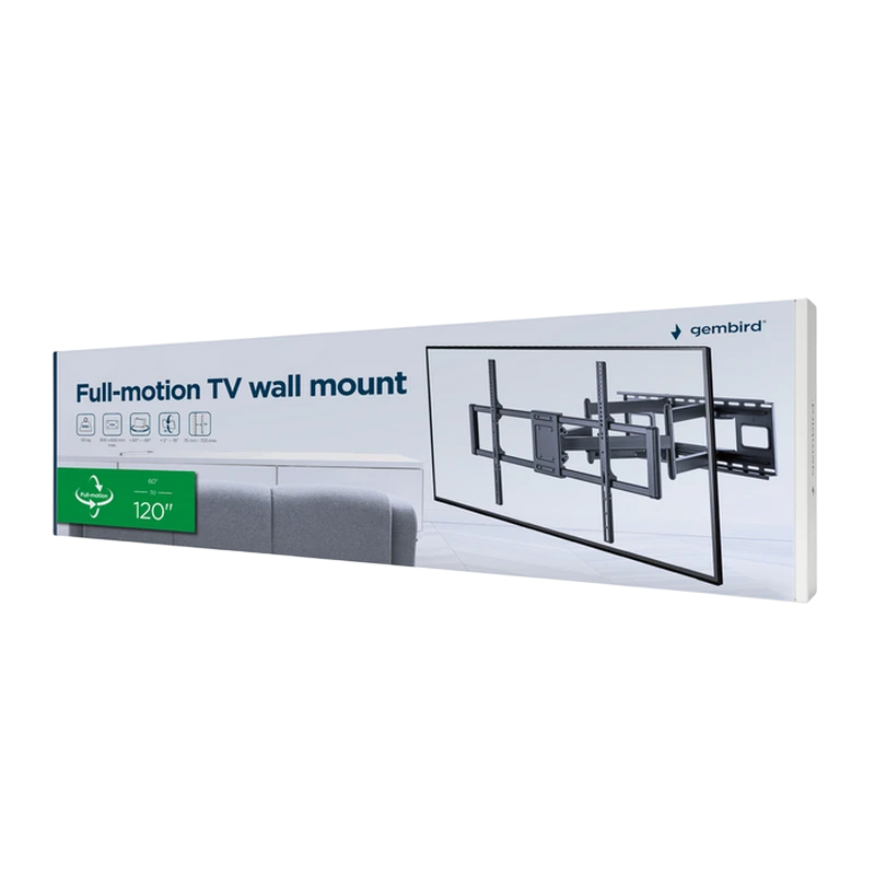 Наклонно-поворотное настенное крепление gembird wm-120st-01, черный 5