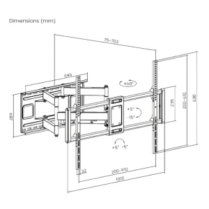 Наклонно-поворотное настенное крепление gembird wm-120st-01, черный Thumbnail 2