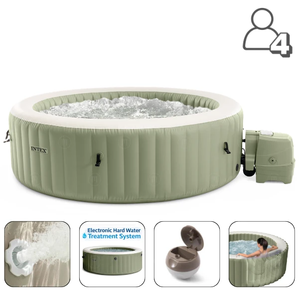 Intex jacuzzi spa gonflabil “bubble massage” 196х71 cm, 795l, 4 persoane, oliv 2