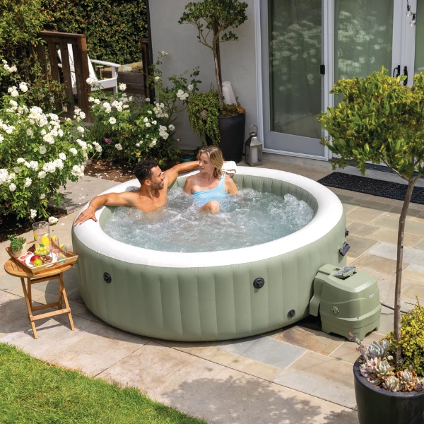 Intex jacuzzi spa gonflabil “bubble massage” 196х71 cm, 795l, 4 persoane, oliv 4