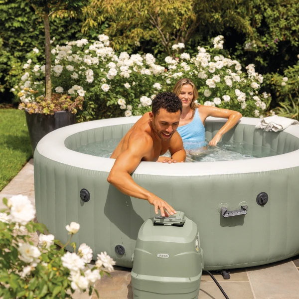 Intex jacuzzi spa gonflabil “bubble massage” 196х71 cm, 795l, 4 persoane, oliv 5