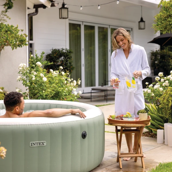 Intex jacuzzi spa gonflabil “bubble massage” 196х71 cm, 795l, 4 persoane, oliv 6
