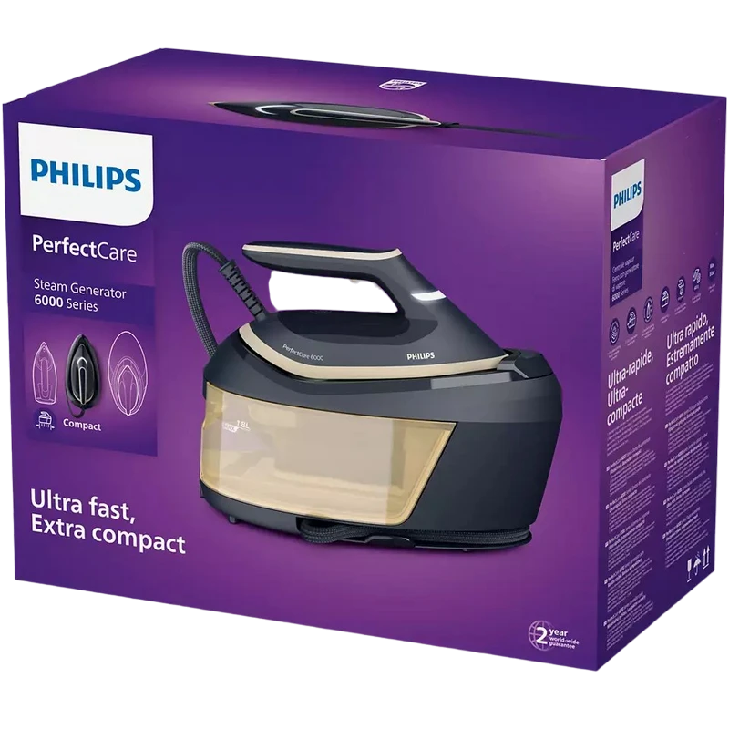 Fier de călcat cu generator de abur philips psg6066/20, 2400w, albastru | auriu 2