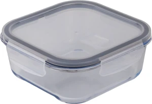 Vas patrat pentru depozitare 17,5 cm x 17,5 cm (1200 cc) cu capac din plastic cu orificiu de ventilare, borart Thumbnail 2