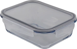 Vas dreptunghiular pentru depozitare 14,5 cm x 10,4 cm (380 cc) cu capac din plastic, borart Thumbnail 2