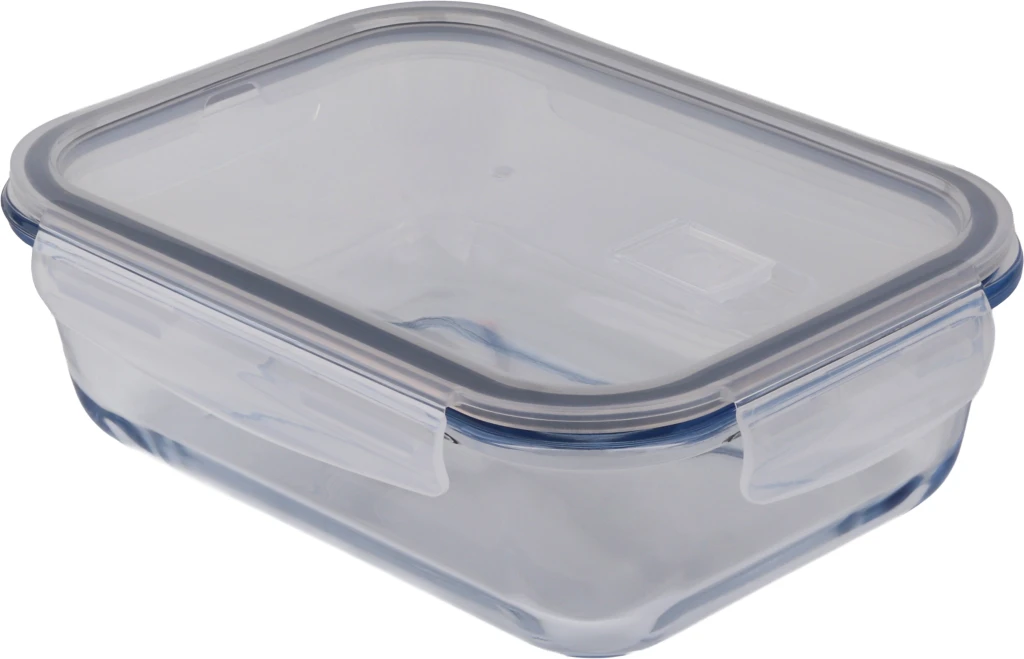 Vas dreptunghiular pentru depozitare 19,8 cm x 14,8 cm (1040 cc) cu capac din plastic, borart 2
